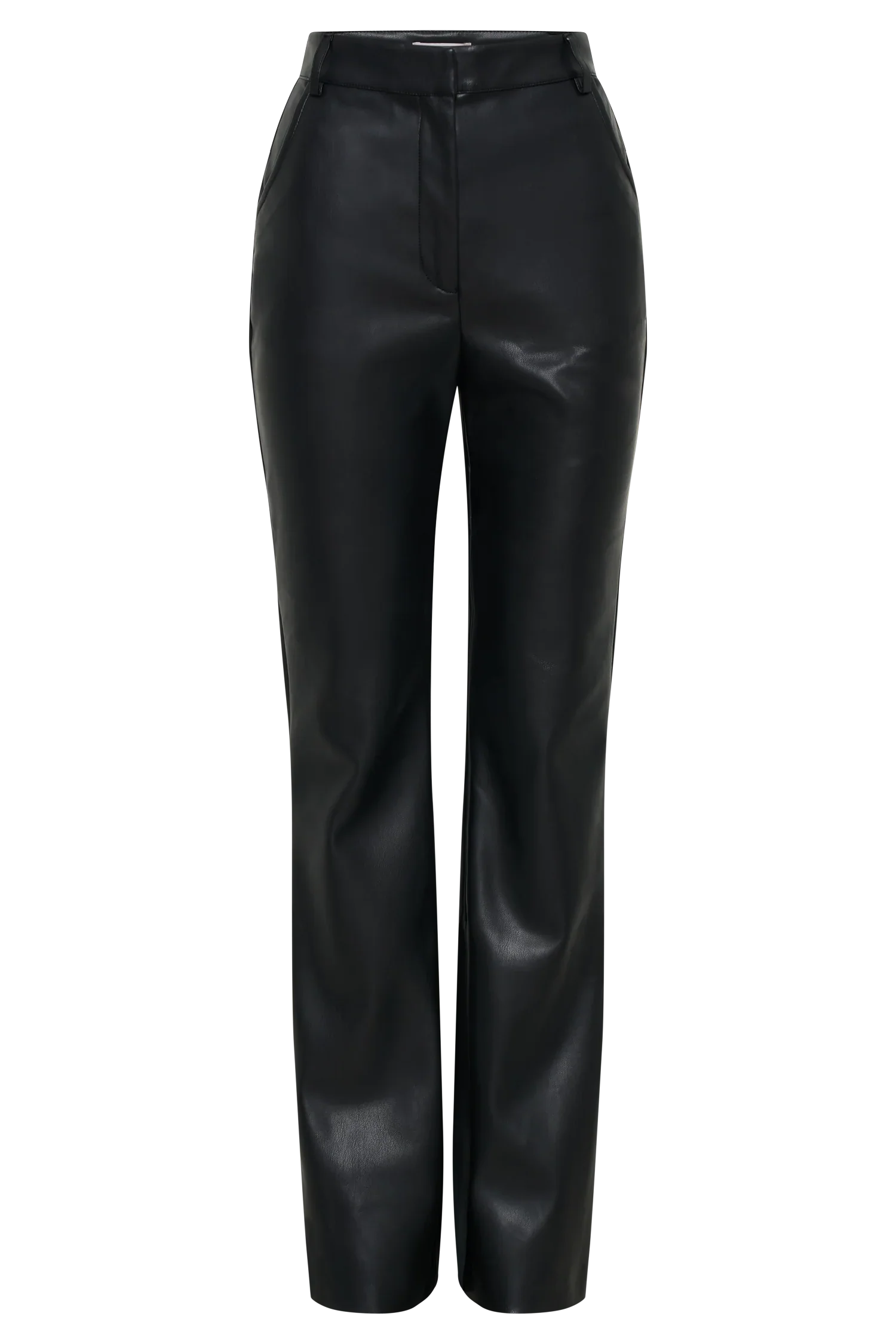 Tyra Straight Leg Faux Leather Pants - Black