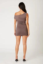 Ruched One Shoulder Mini Dress