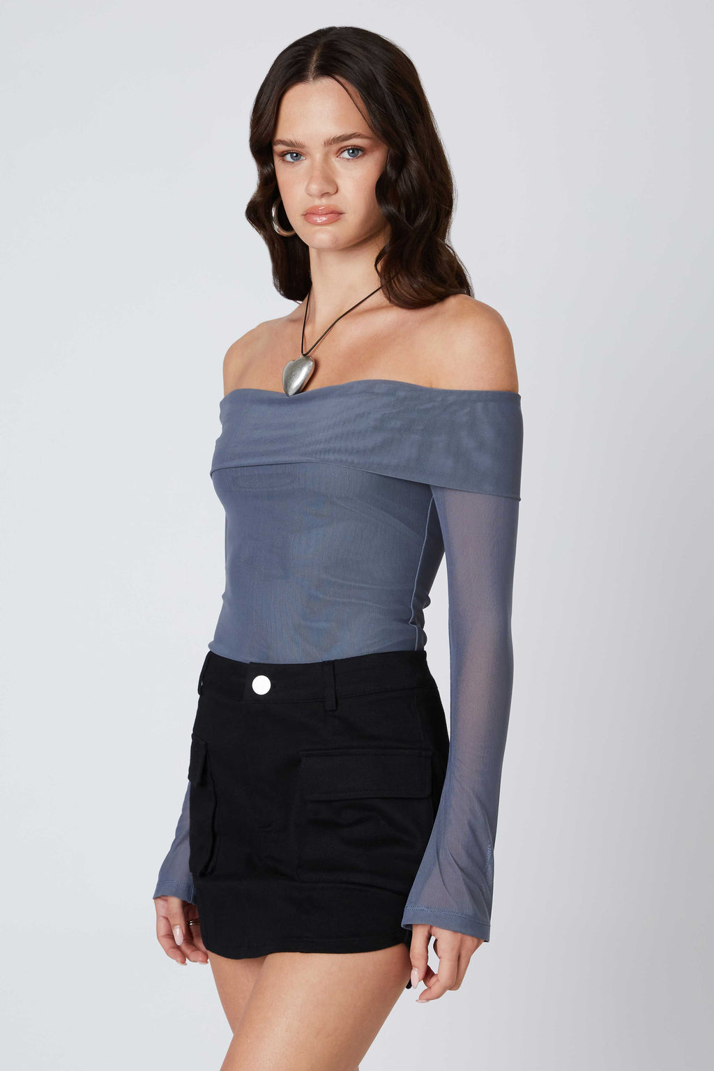 Off-the-Shoulder Mesh Top