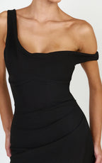Rina Maxi Dress - Off Shoulder High Split Dress in Black