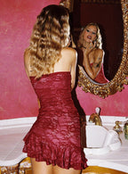 Hailees Lace Strapless Mini Dress Red Petite