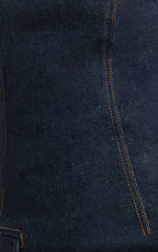 Rebecca Mini Dress - Denim Button Wrap Front Skirt Dress in Dark Blue Wash