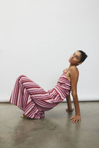 Halter Maxi Dress | Magenta Stripe