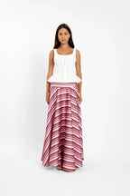 Basque Full Skirt | Magenta Stripe