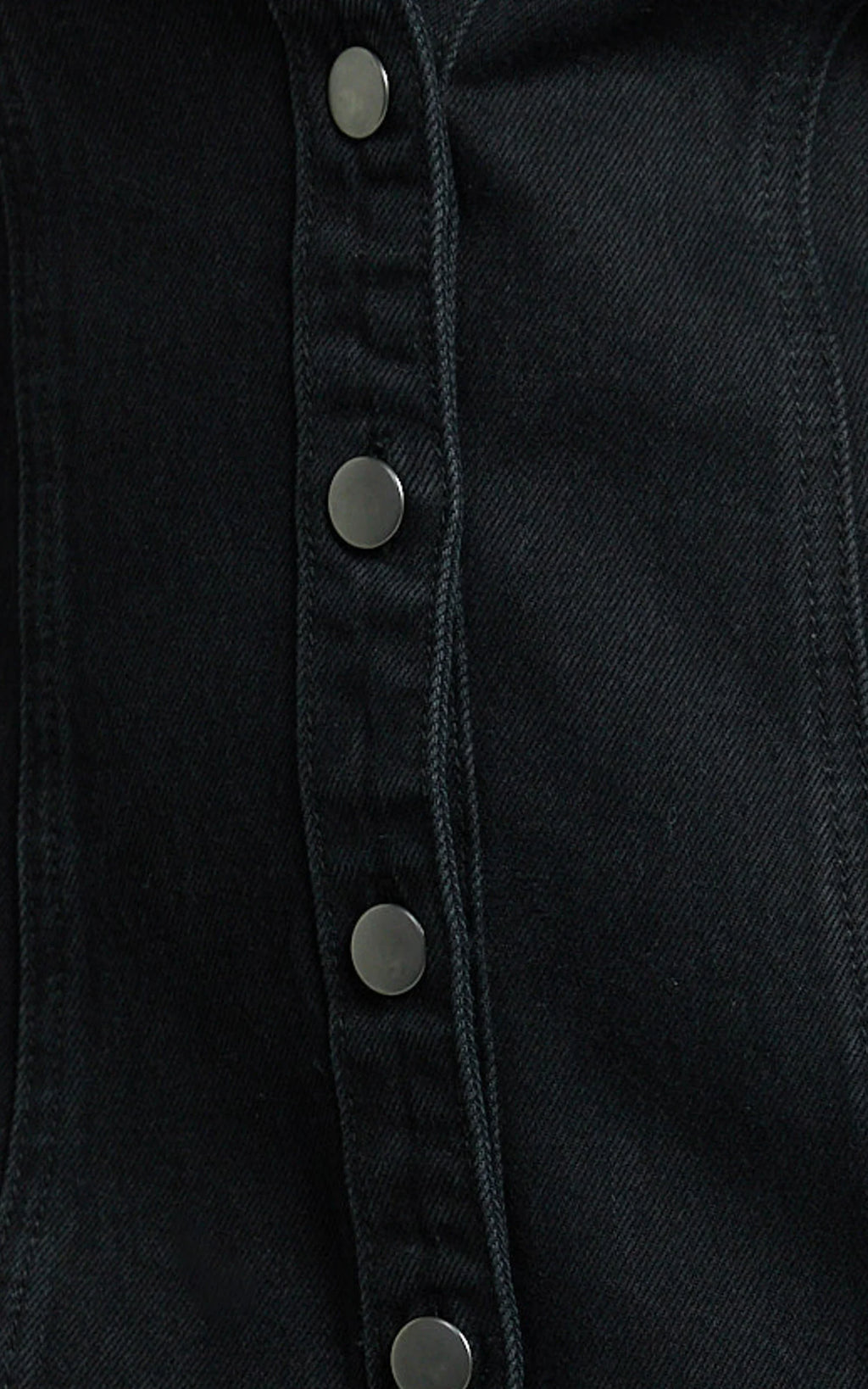 Shawn Mini Dress - Long Sleeve Button Down Denim Shirt Dress in Black