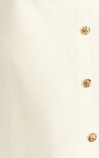 Terri Mini Dress - Scoop Neck Button Down Knit Dress in Plain White