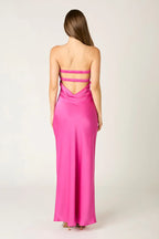 Strapless Satin Maxi Dress