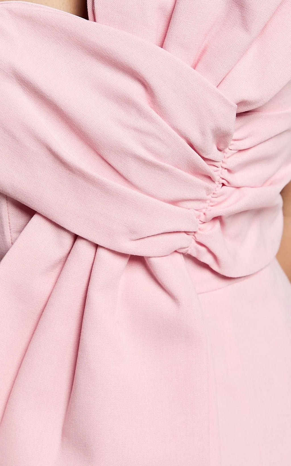 Chika Mini Dress - Linen Strapless Front Bow Dress in Soft Pink