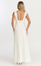 Roxanne Midi Dress - Square Neck Fit And Flare Dress in White
