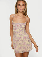 Celena Mini Dress Yellow / Lilac Floral