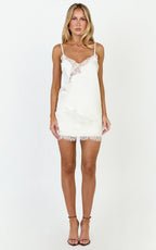 Ava Top - Lace Trim Asymmetrical Camisole Top in Cream