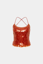 Backless Top | Burnt Orange Sequin