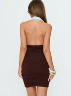 Nalomi Halter Mini Dress Brown / Blue