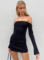 Parisa Long Sleeve Mini Dress Black Tall