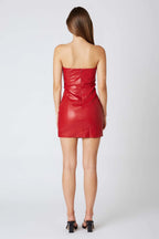 Leather Strapless Mini Dress
