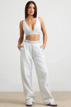 Fluid - Petite High-Waist Straight-Leg Joggers in Grey Marl