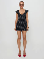 I Guess So Mini Dress Black Polka Dot Tall