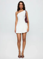 Writing Vows One Shoulder Mini Dress White