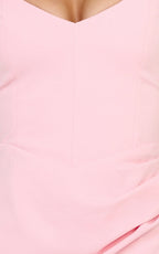 Malibu Maxi Dress - Off Shoulder High Split Dress in Pink