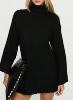 Tarin Long Sleeve Knit Mini Dress Black