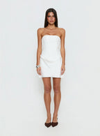 Jenevieve Strapless Drape Mini Dress White