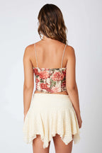 Floral Lace Up Corset Top
