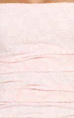 Seraphina Midi Dress - Gathered Bodice Halter Clipped Jacquard Dress in Pink