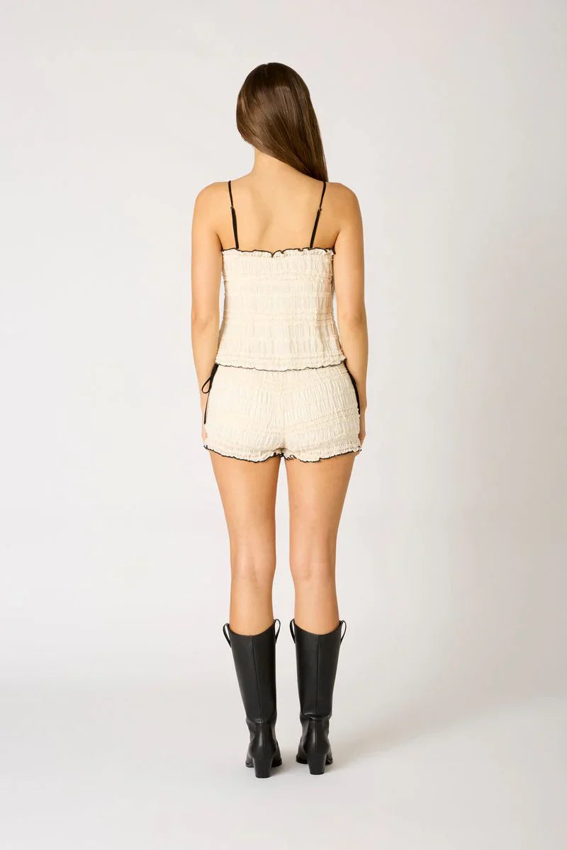 Ruffle Tie Smocked Top