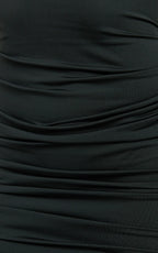 Misty Mini Dress - Wide Neckline Ruched Jersey Dress in Black