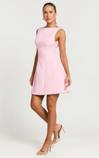 Arisa Mini Dress - High Neck Backless Dress in Pink