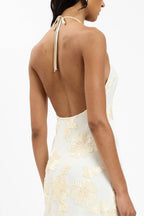 Embellished Halter Maxi Dress | Ivory