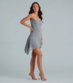 Midnight Mesh Glitter A-Line Party Dress