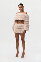 Faux Fur Off-Shoulder Pelted Top