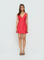 Pennie Bias Mini Dress Red Floral