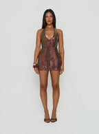 Codamo Mini Dress Dark Brown Shimmer