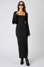 Long Sleeve Square Neck Maxi Dress
