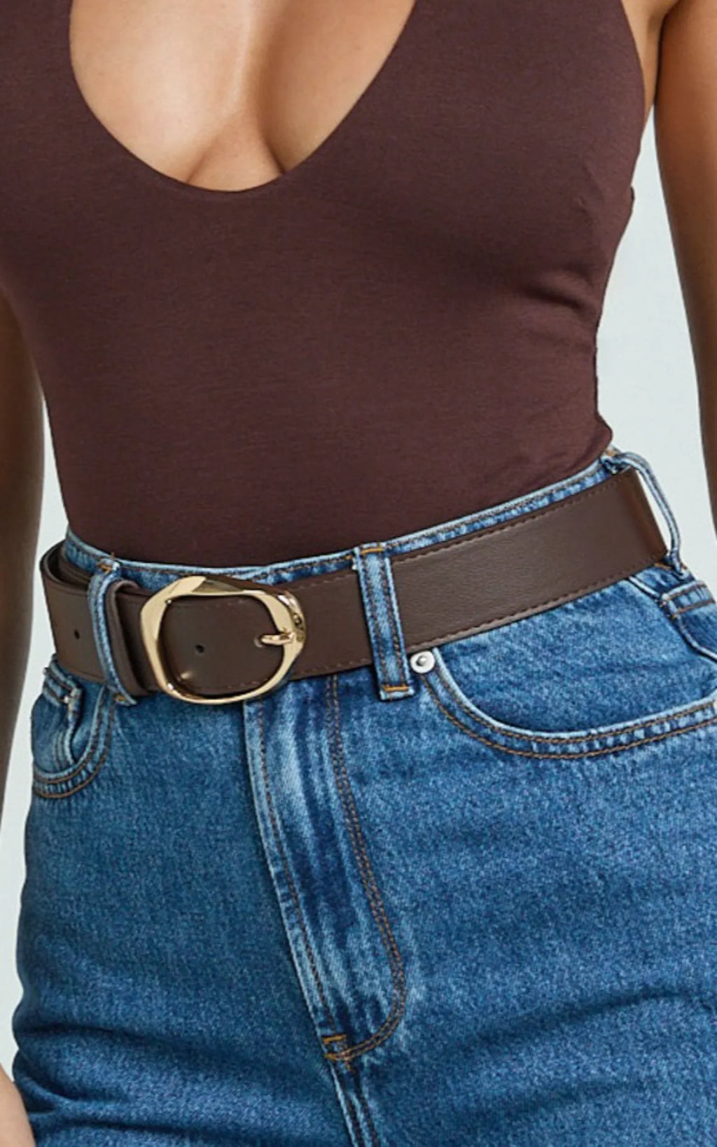 Shelley Belt - Oval Buckle Belt in Brown