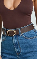 Shelley Belt - Oval Buckle Belt in Brown