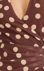 Nola Midi Dress - Polkadot Halter Dress in Choc Polka