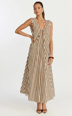 Raye Midi Dress - Sleeveless Dress in Chocolate
