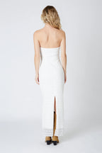 Strapless Lace Cut Out Maxi Dress