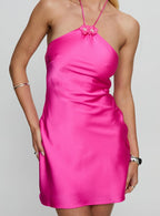 Kalisa Halter Mini Dress Hot Pink